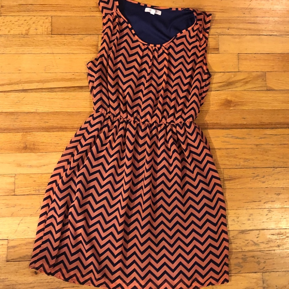 Delias Zig Zag Print Pink and Navy Dress